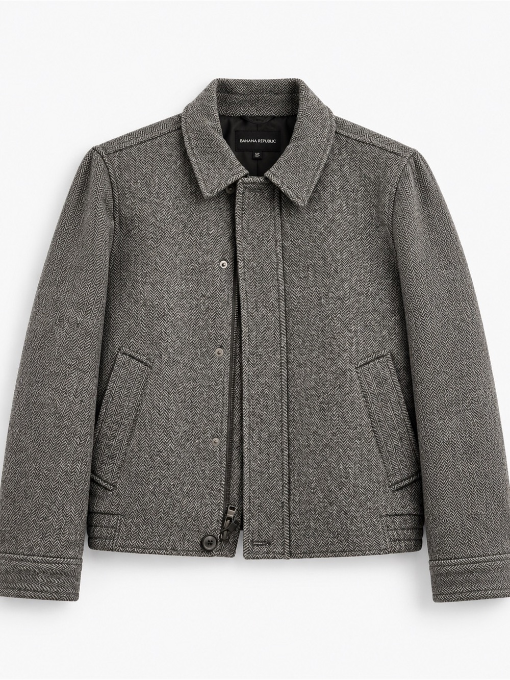 Banana Republic Men's Gray Herringbone Shirt Jacket